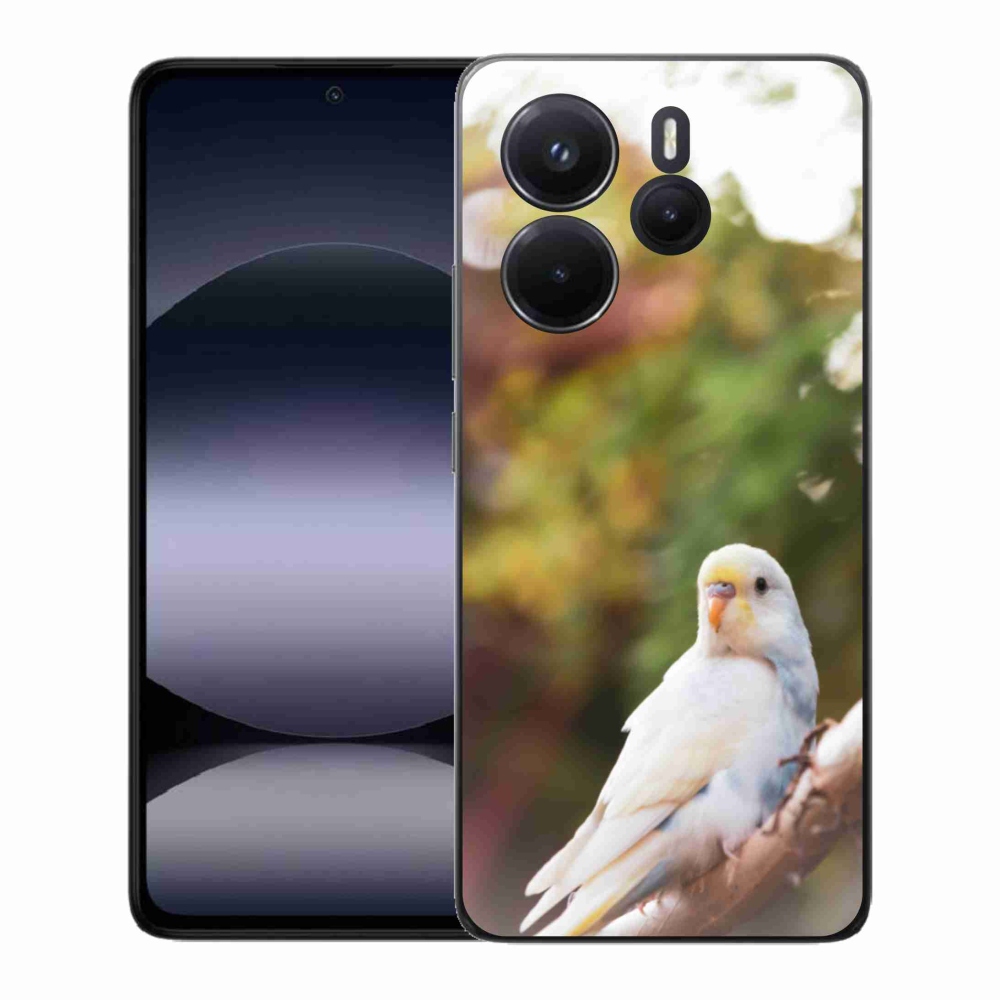 Gelový kryt mmCase na Xiaomi Redmi Note 14 - papoušek andulka bílá