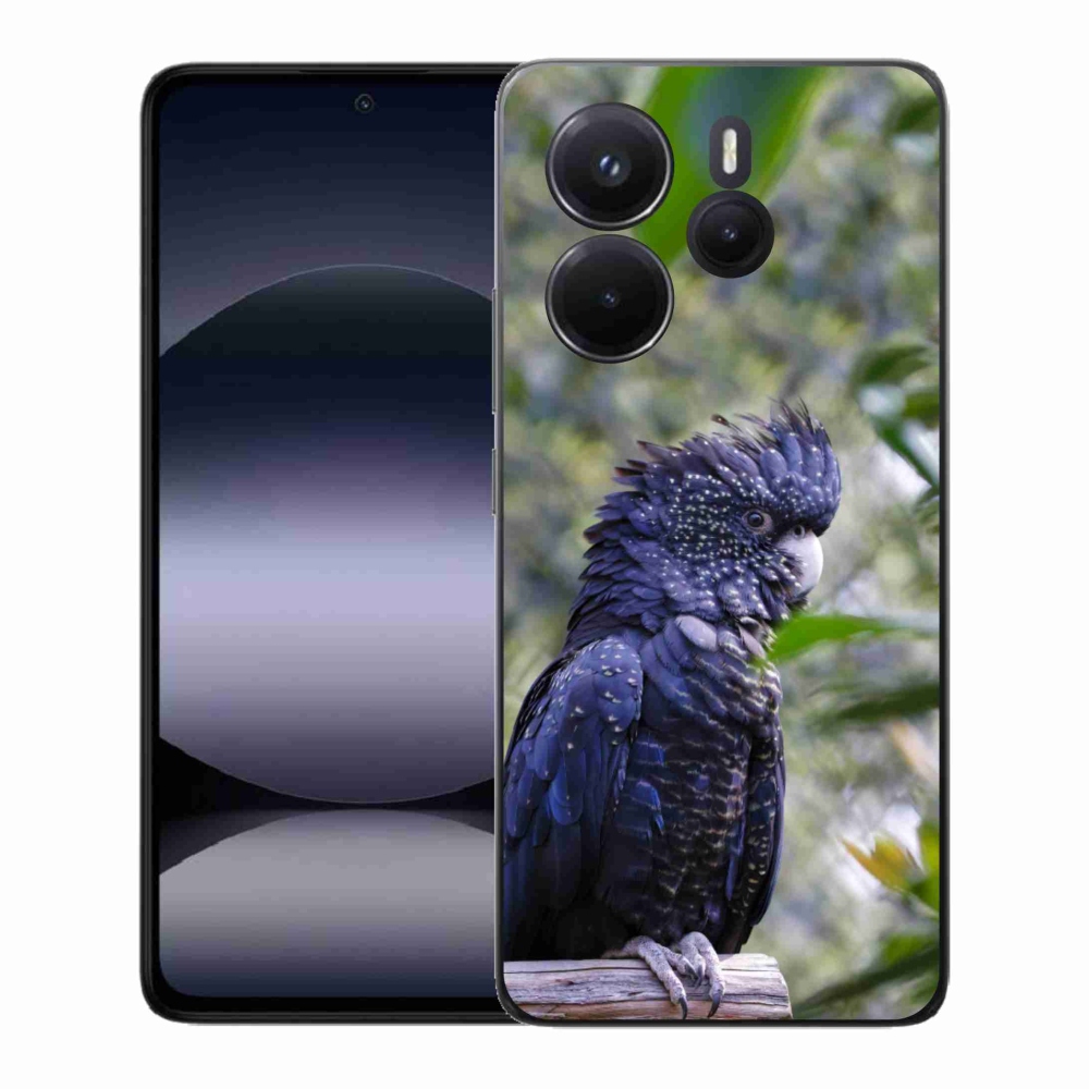 Gelový kryt mmCase na Xiaomi Redmi Note 14 - papoušek kakadu černý