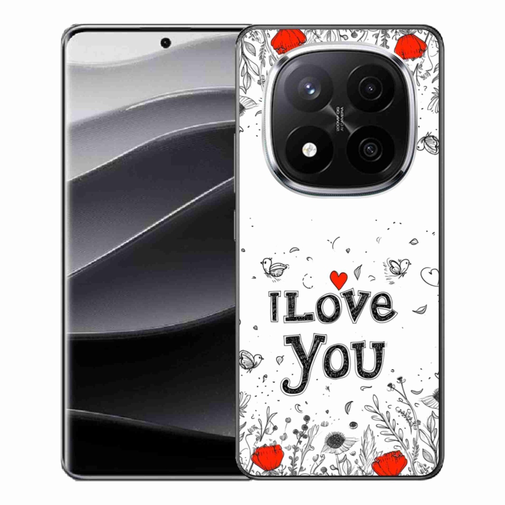 Gelový kryt mmCase na Xiaomi Redmi Note 14 Pro+ 5G - I love you bílé pozadí
