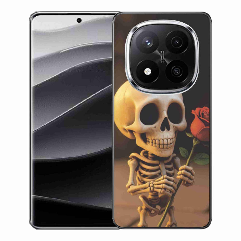 Gelový kryt mmCase na Xiaomi Redmi Note 14 Pro+ 5G - kostlivec s růží