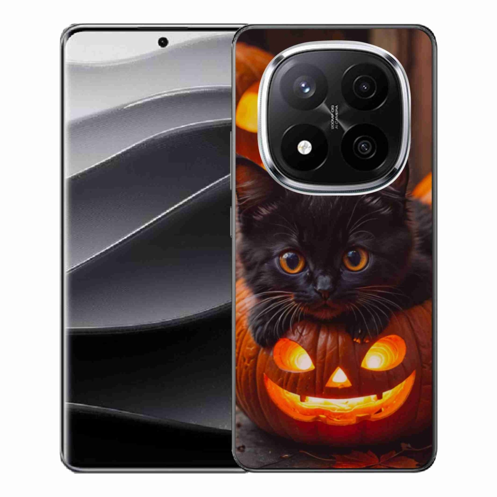 Gelový kryt mmCase na Xiaomi Redmi Note 14 Pro+ 5G - kotě a dýně