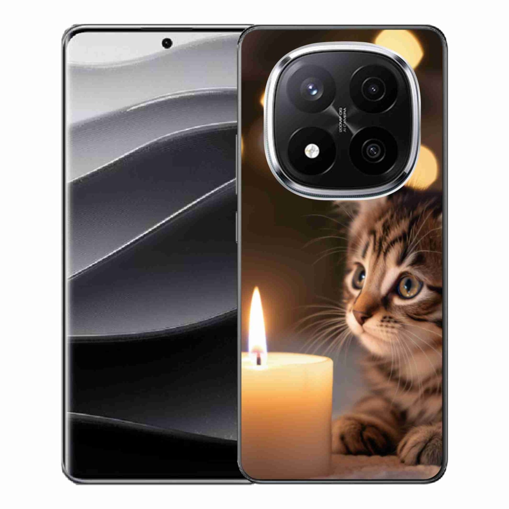 Gelový kryt mmCase na Xiaomi Redmi Note 14 Pro+ 5G - kotě a svíčka