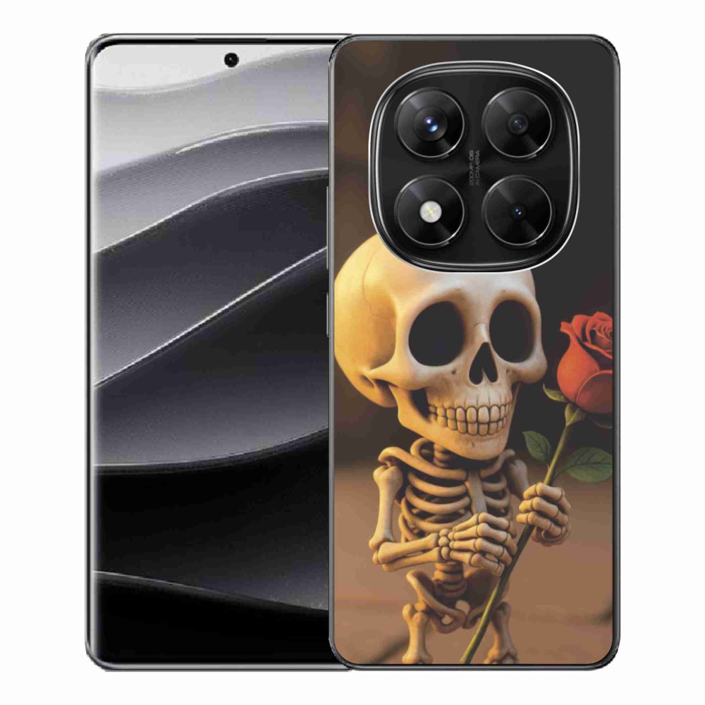 Gelový kryt mmCase na Xiaomi Redmi Note 14 Pro 5G/Poco X7 5G - kostlivec s růží