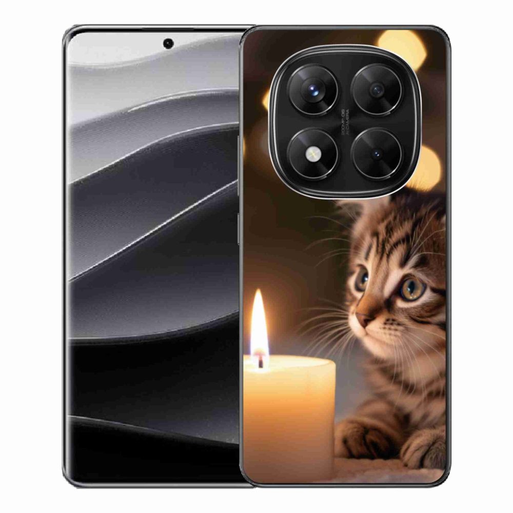 Gelový kryt mmCase na Xiaomi Redmi Note 14 Pro 5G/Poco X7 5G - kotě a svíčka