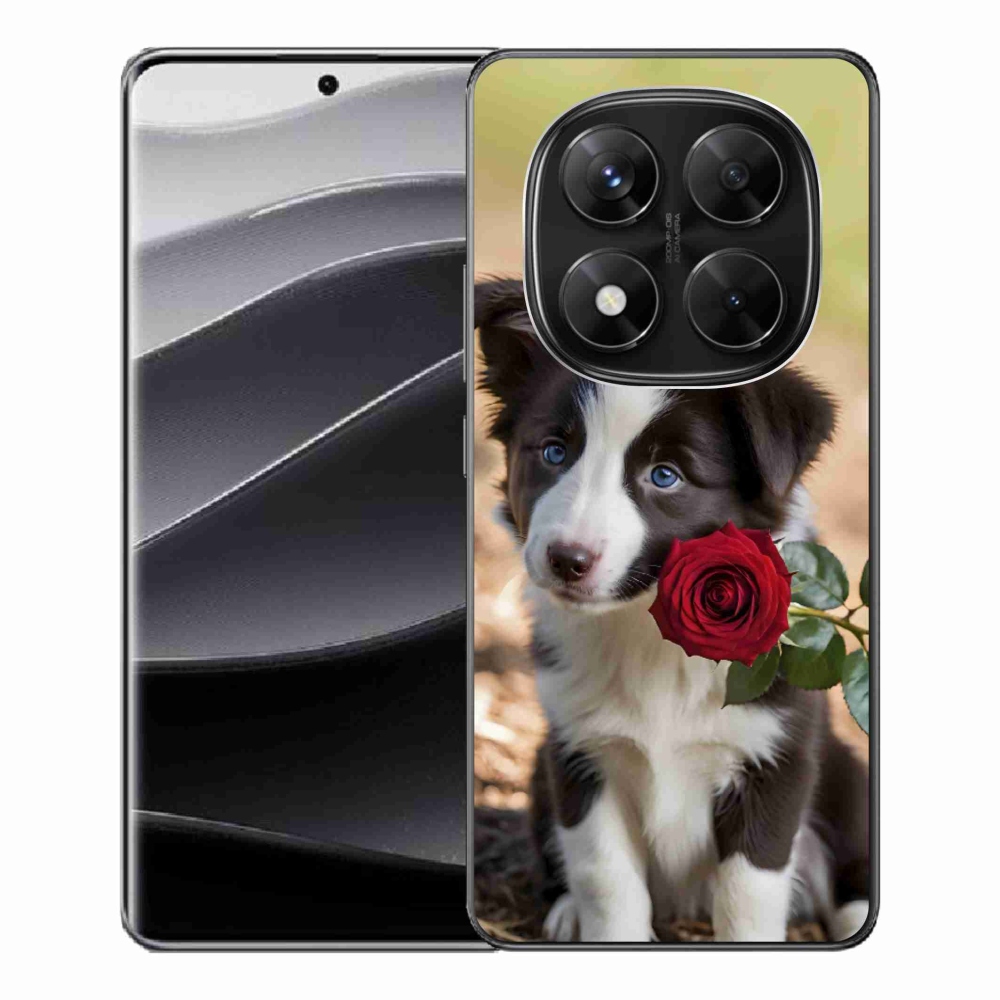 Gelový kryt mmCase na Xiaomi Redmi Note 14 Pro 5G/Poco X7 5G - roztomilá border kolie s růží