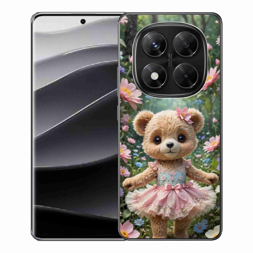Gelový kryt mmCase na Xiaomi Redmi Note 14 Pro 5G/Poco X7 5G - roztomilý medvídek v květinách