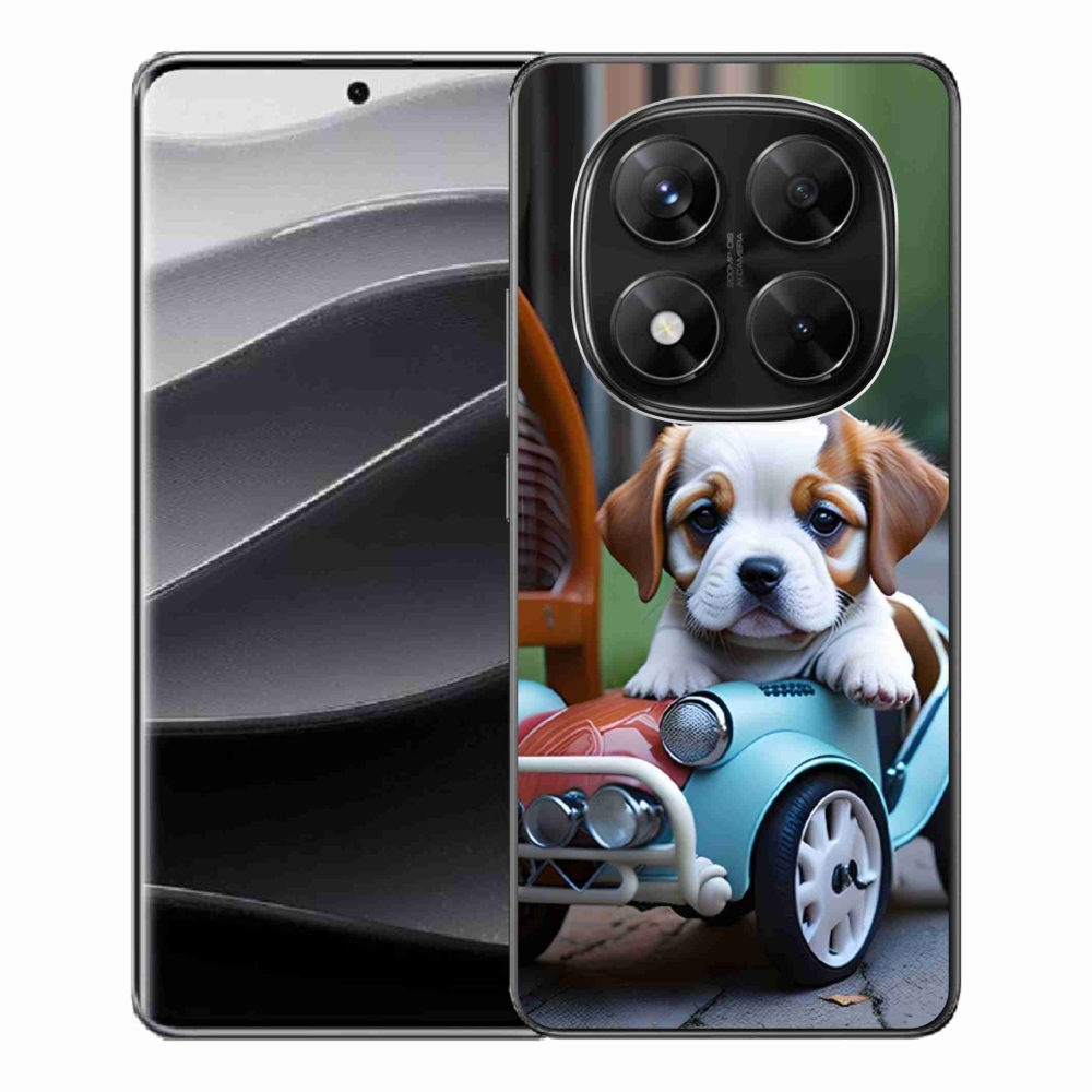 Gelový kryt mmCase na Xiaomi Redmi Note 14 Pro 5G/Poco X7 5G - štěně v retro autě