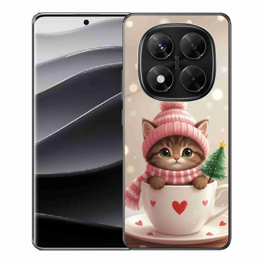 Gelový kryt mmCase na Xiaomi Redmi Note 14 Pro 5G/Poco X7 5G - vánoční kotě v hrnku