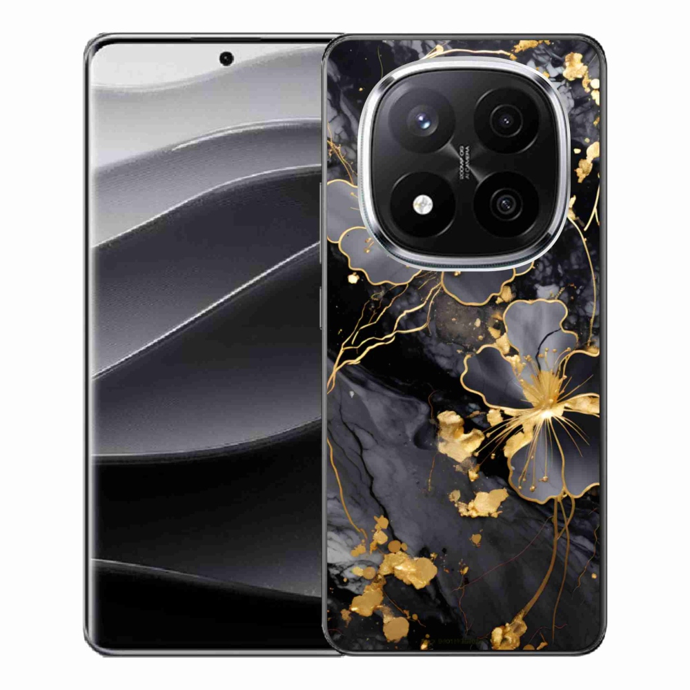 Gelový kryt mmCase na Xiaomi Redmi Note 14 Pro+ 5G - zlaté květy