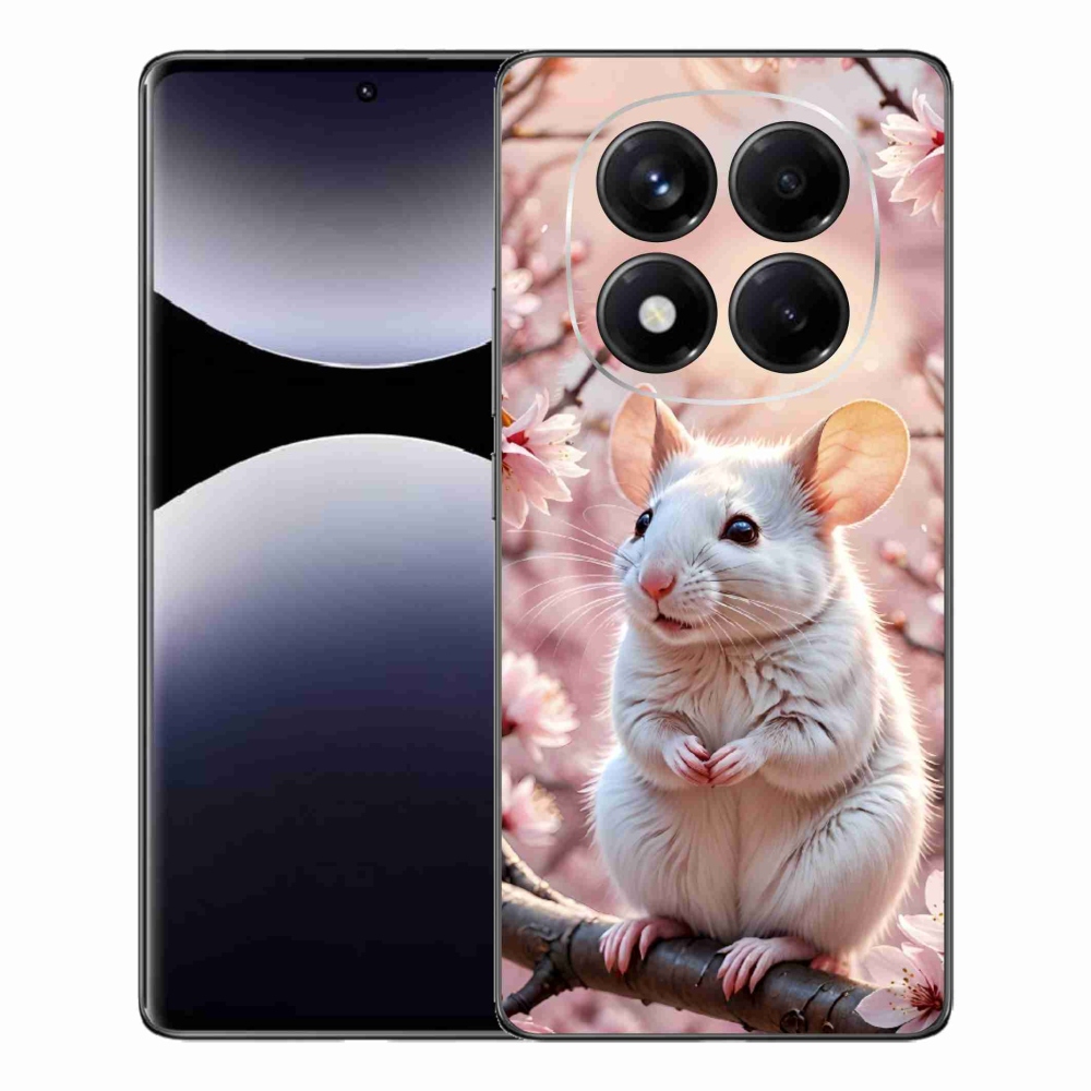 Gelový kryt mmCase na Xiaomi Redmi Note 14 Pro - bílá myš na větvi