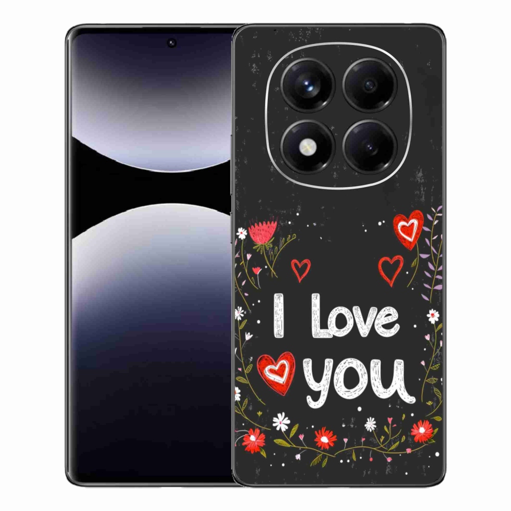 Gelový kryt mmCase na Xiaomi Redmi Note 14 Pro - I love you černé pozadí