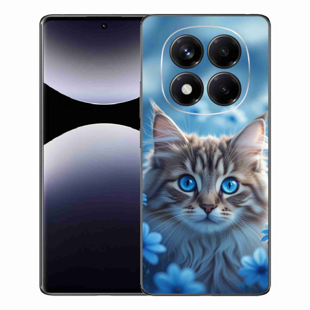 Gelový kryt mmCase na Xiaomi Redmi Note 14 Pro - koťátko v modrých květech