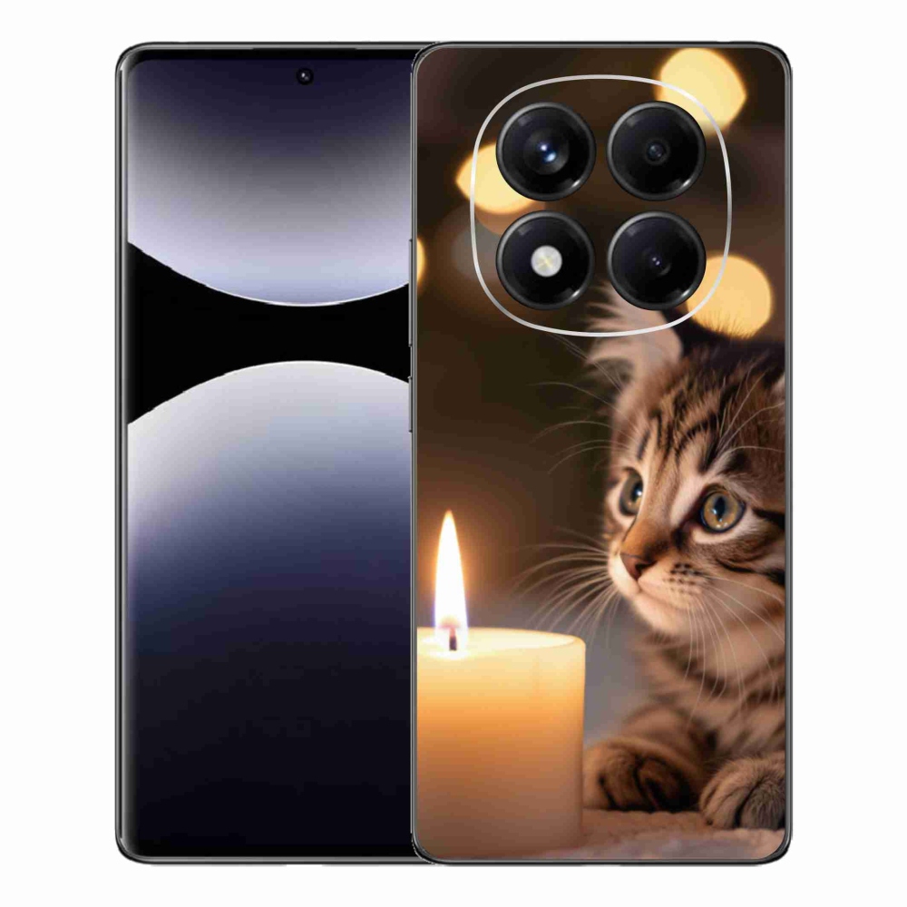 Gelový kryt mmCase na Xiaomi Redmi Note 14 Pro - kotě a svíčka