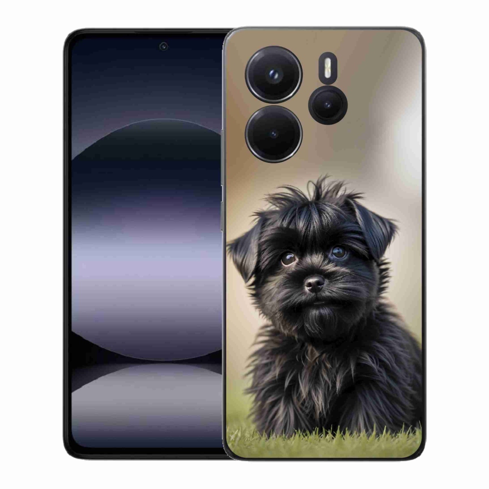 Gelový kryt mmCase na Xiaomi Redmi Note 14 - roztomilý černý pejsek