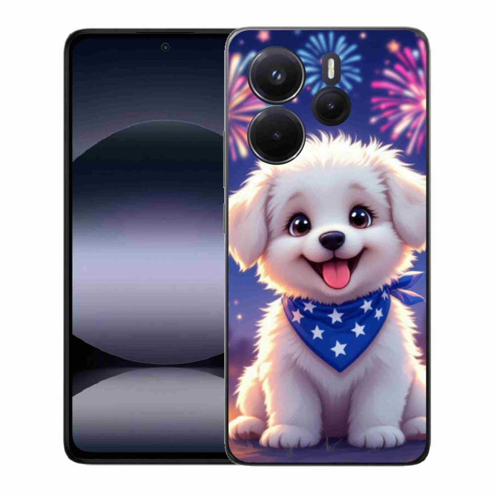 Gelový kryt mmCase na Xiaomi Redmi Note 14 - slavnostní štěně