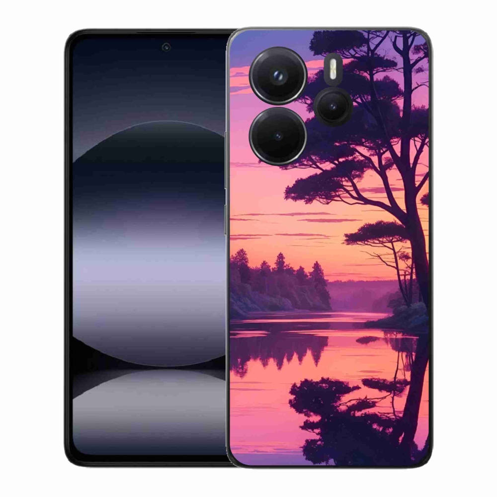 Gelový kryt mmCase na Xiaomi Redmi Note 14 - západ slunce nad jezerem