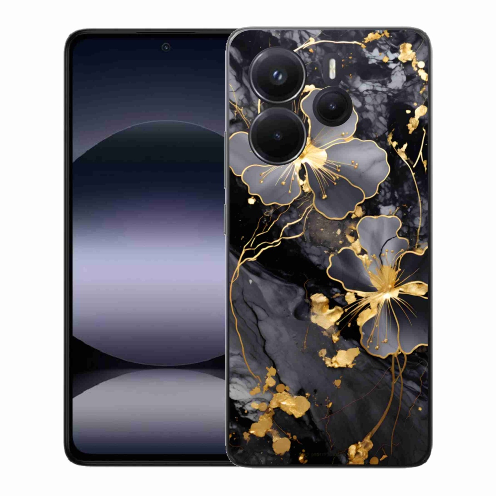 Gelový kryt mmCase na Xiaomi Redmi Note 14 - zlaté květy