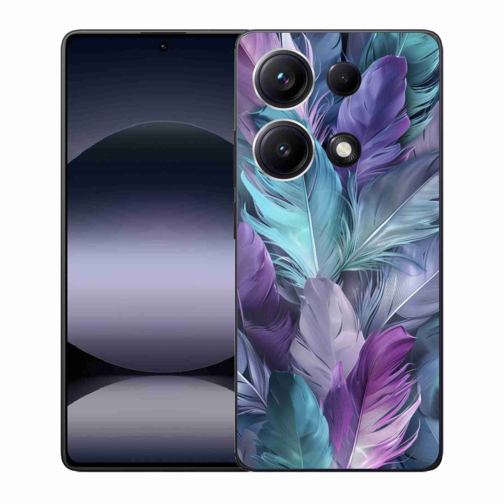 Gelový kryt mmCase na Xiaomi Redmi Note 14S - barevné peří 2