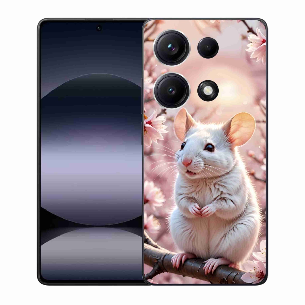Gelový kryt mmCase na Xiaomi Redmi Note 14S - bílá myš na větvi