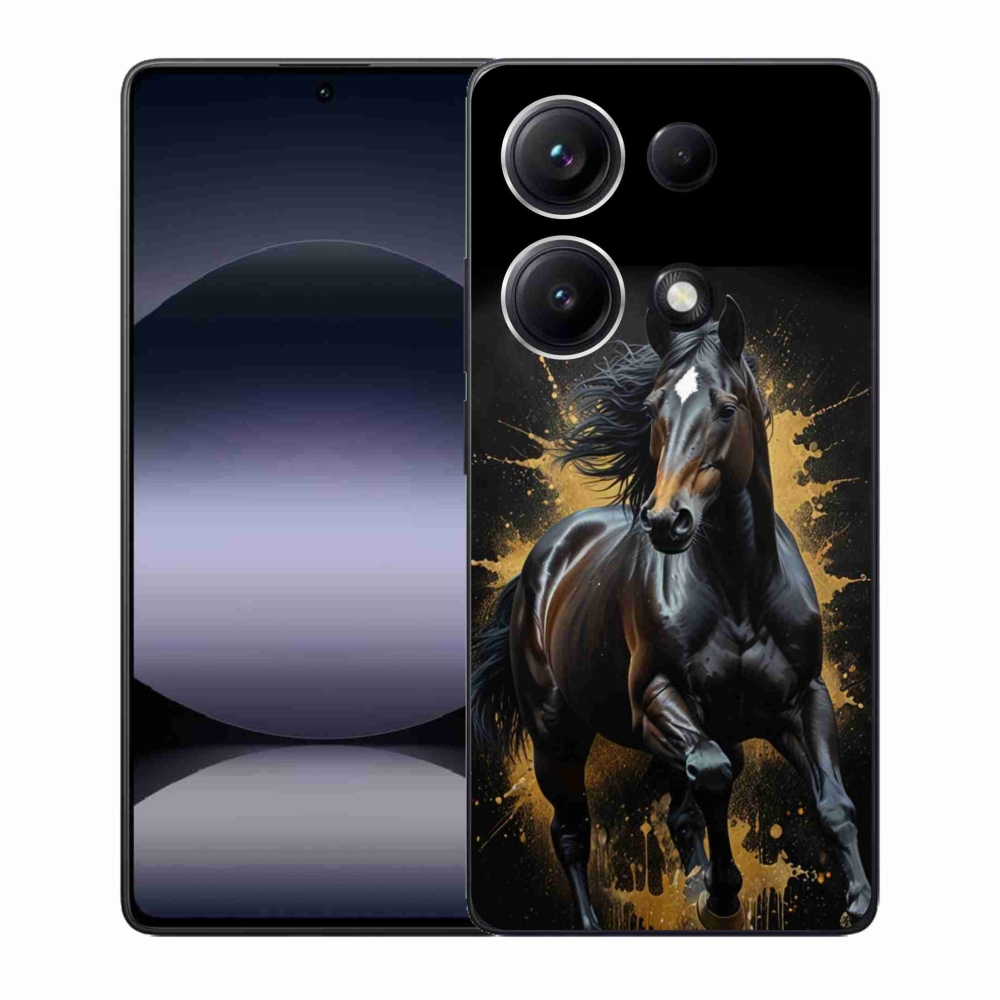 Gelový kryt mmCase na Xiaomi Redmi Note 14S - elegantní černý hřebec