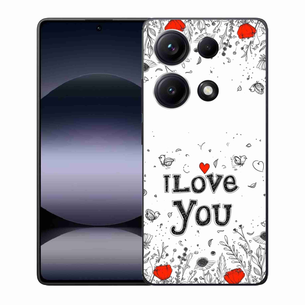 Gelový kryt mmCase na Xiaomi Redmi Note 14S - I love you bílé pozadí