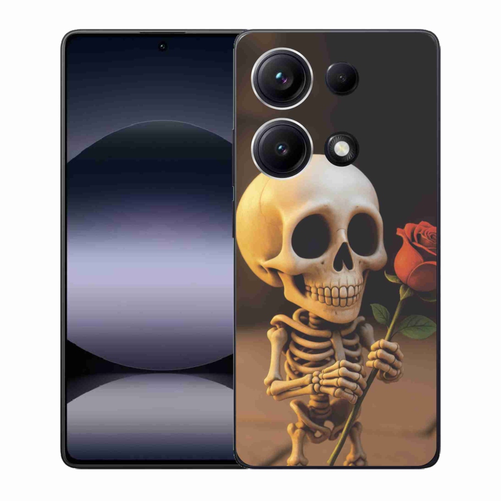 Gelový kryt mmCase na Xiaomi Redmi Note 14S - kostlivec s růží
