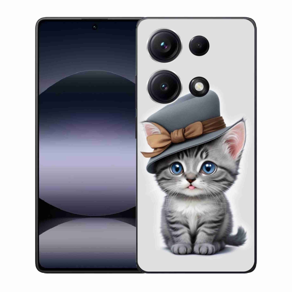 Gelový kryt mmCase na Xiaomi Redmi Note 14S - kotě s kloboukem