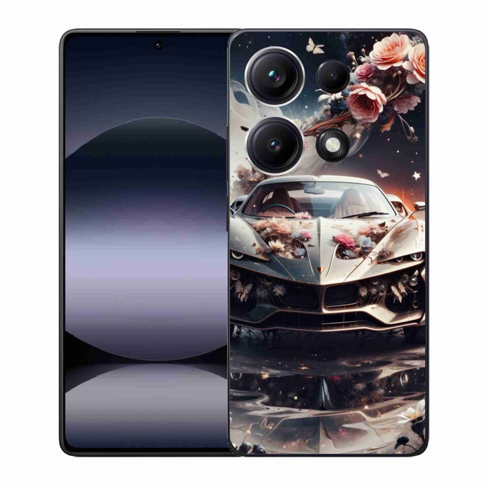Gelový kryt mmCase na Xiaomi Redmi Note 14S - květinový sportovní vůz
