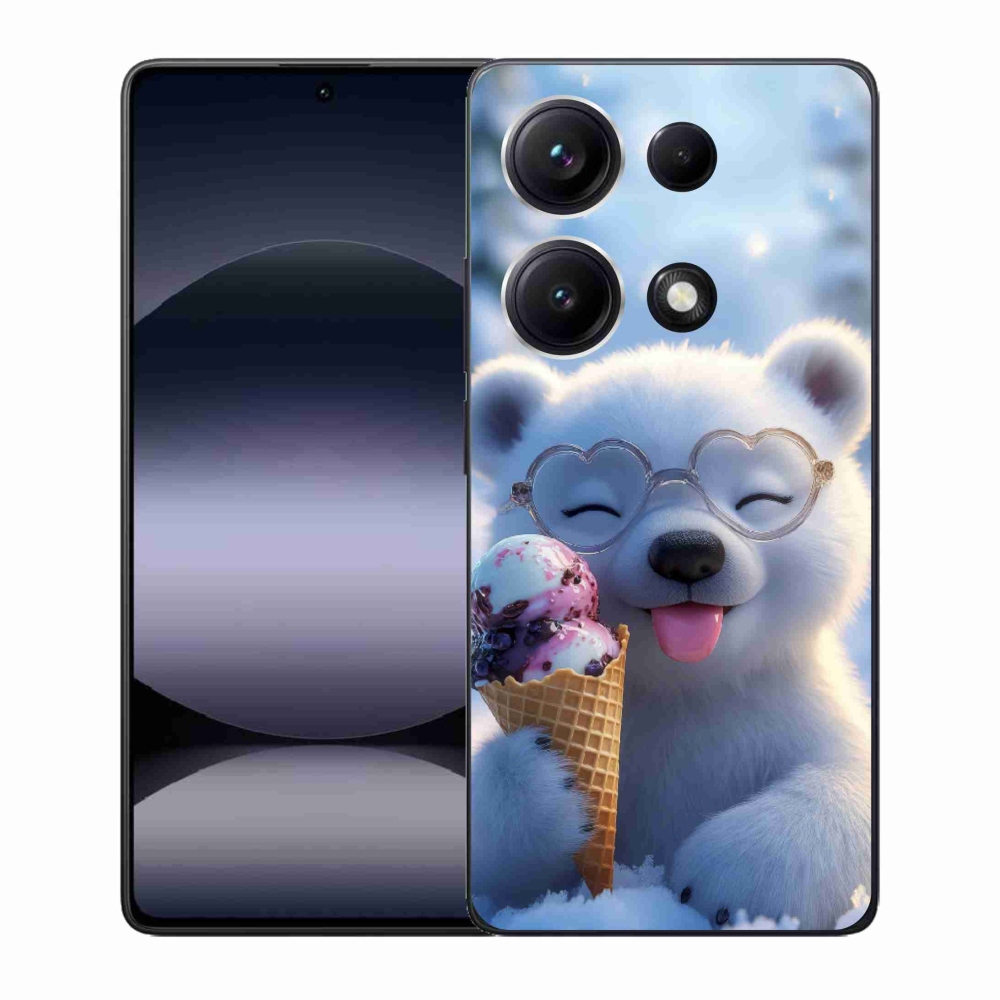 Gelový kryt mmCase na Xiaomi Redmi Note 14S - medvídek se zmrzlinou