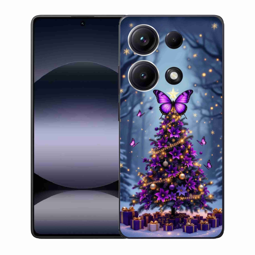 Gelový kryt mmCase na Xiaomi Redmi Note 14S - motýlí vánoční stromek