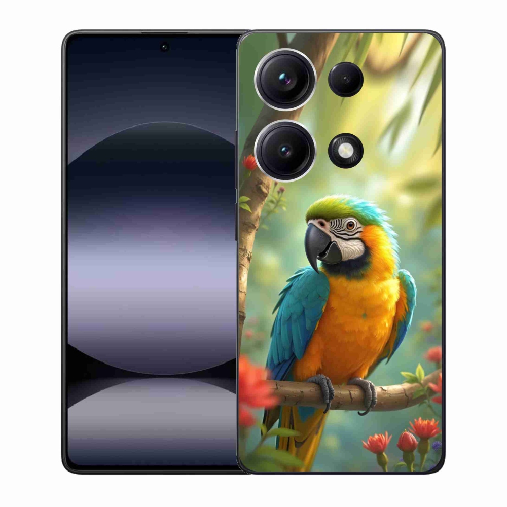 Gelový kryt mmCase na Xiaomi Redmi Note 14S - papoušek ara modrožlutá