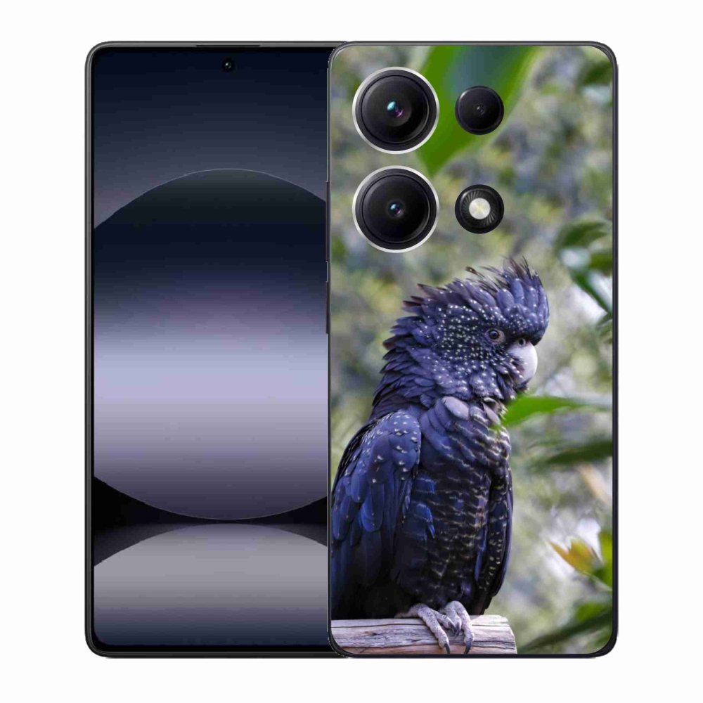 Gelový kryt mmCase na Xiaomi Redmi Note 14S - papoušek kakadu černý