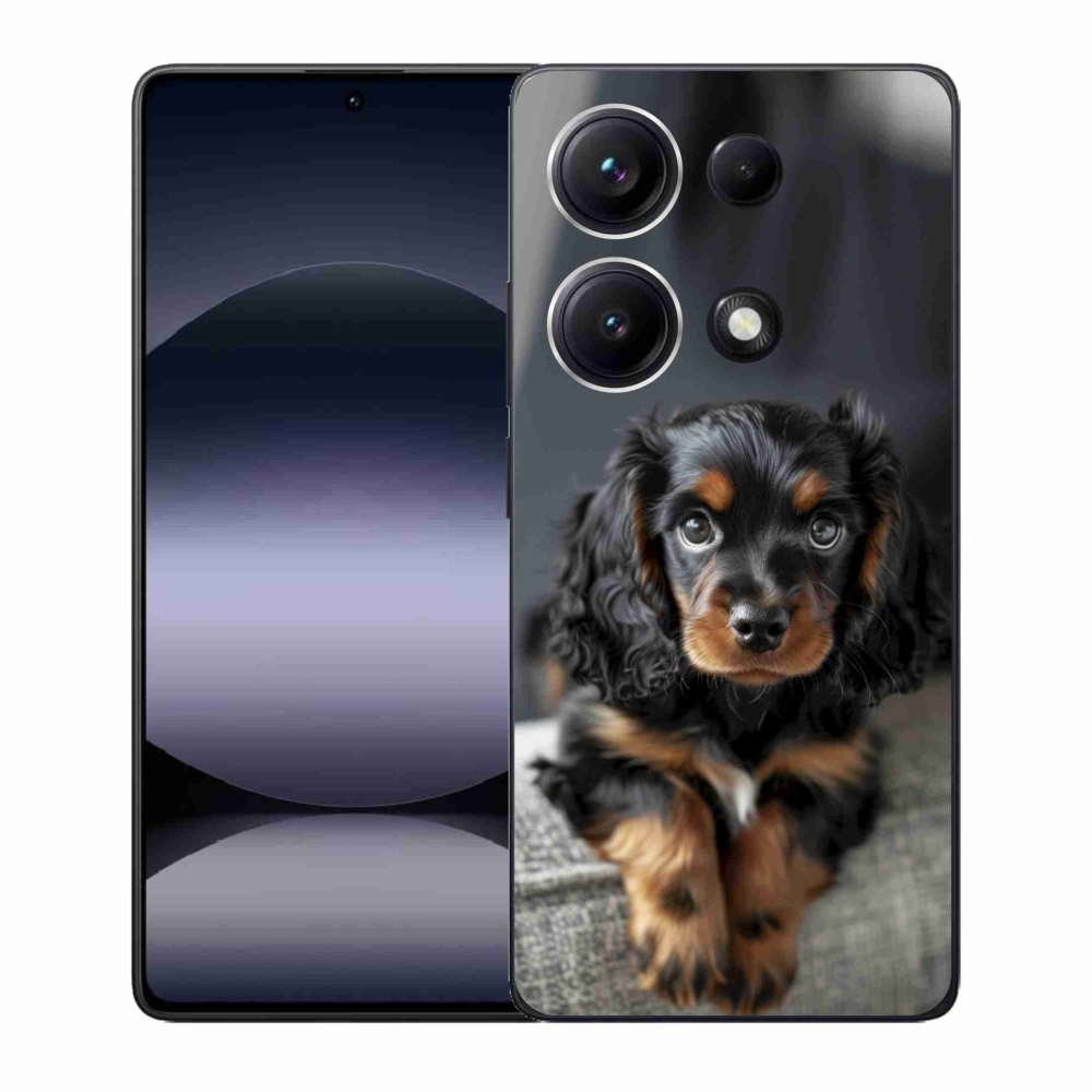 Gelový kryt mmCase na Xiaomi Redmi Note 14S - roztomilý dlouhosrstý jezevčík