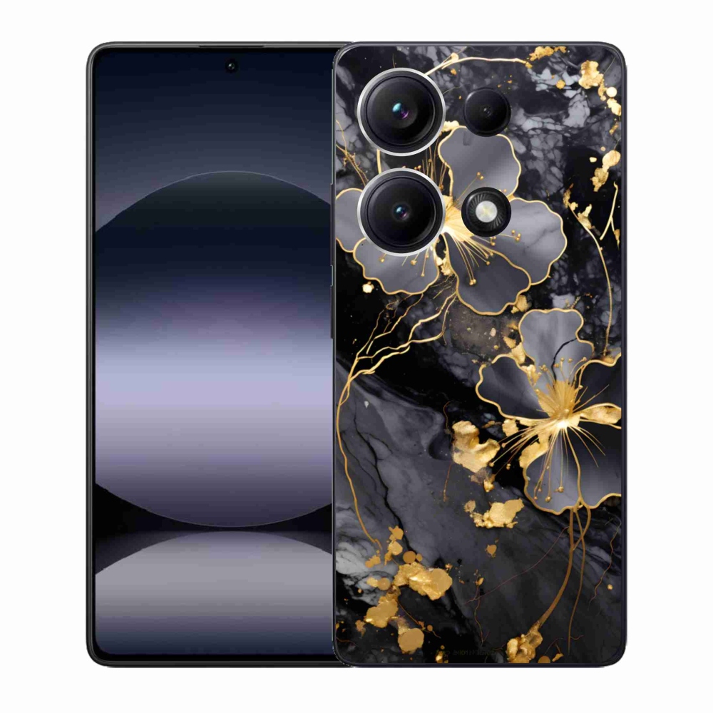 Gelový kryt mmCase na Xiaomi Redmi Note 14S - zlaté květy