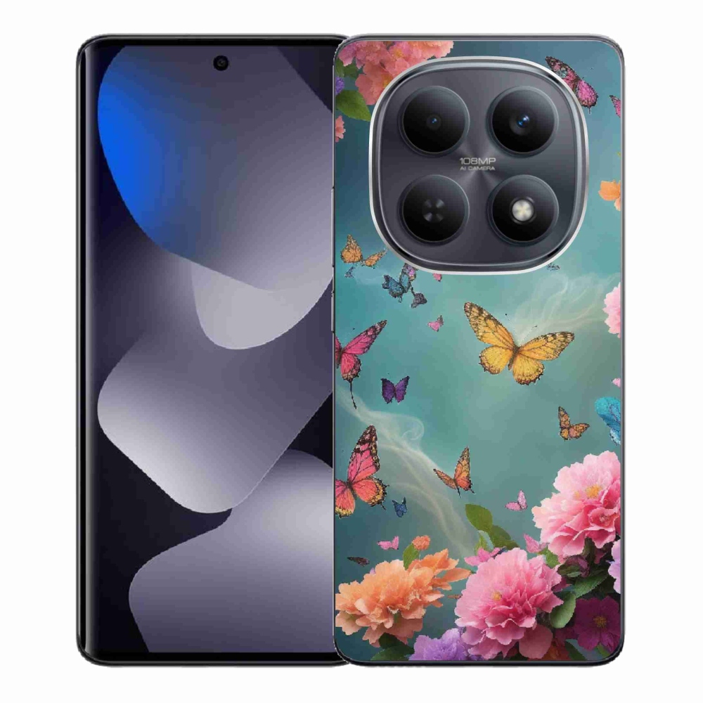 Gelový kryt mmCase na Xiaomi Redmi Note 15 4G - barevné květy a motýli