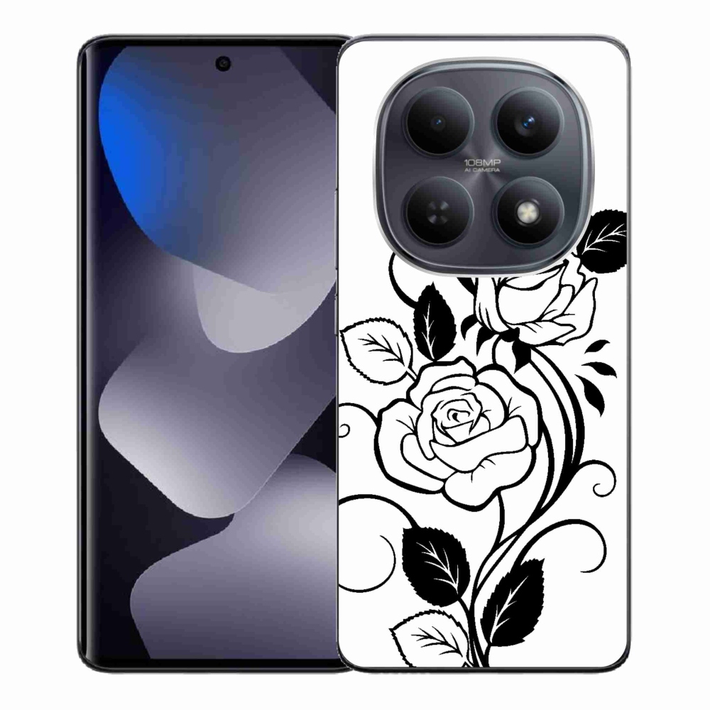 Gelový kryt mmCase na Xiaomi Redmi Note 15 4G - černobílá růže