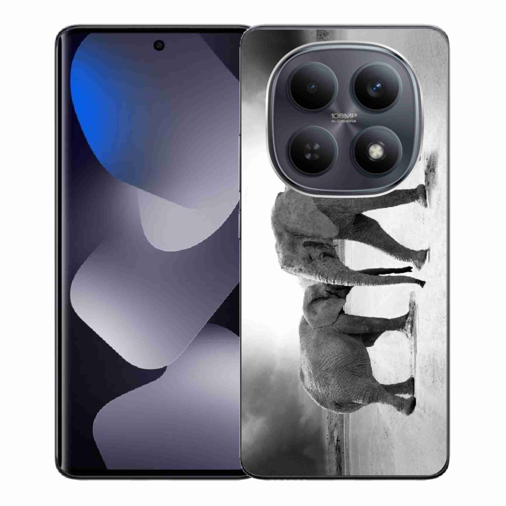 Gelový kryt mmCase na Xiaomi Redmi Note 15 4G - černobílí sloni