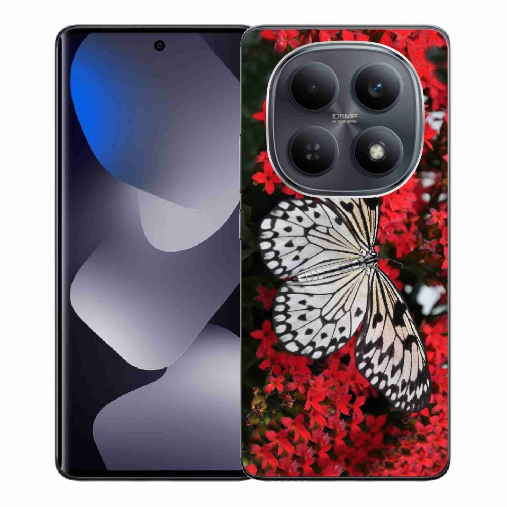 Gelový kryt mmCase na Xiaomi Redmi Note 15 4G - černobílý motýl 1