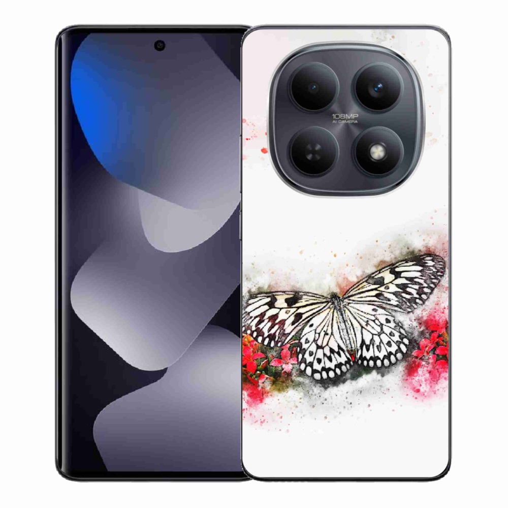 Gelový kryt mmCase na Xiaomi Redmi Note 15 4G - černobílý motýl