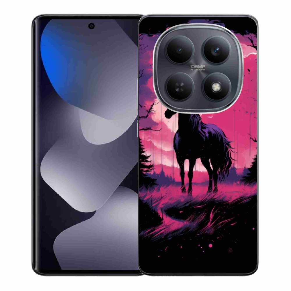 Gelový kryt mmCase na Xiaomi Redmi Note 15 4G - černý kreslený kůň 1