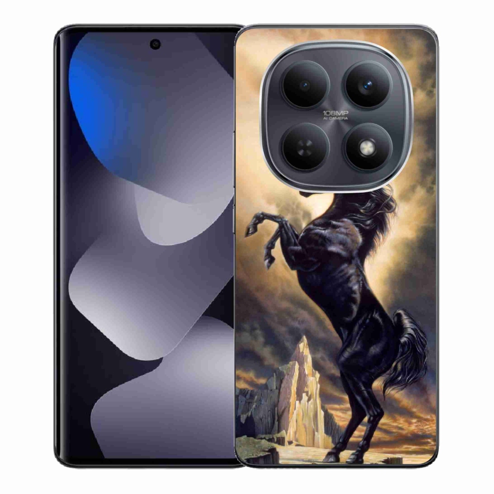 Gelový kryt mmCase na Xiaomi Redmi Note 15 4G - černý kreslený kůň