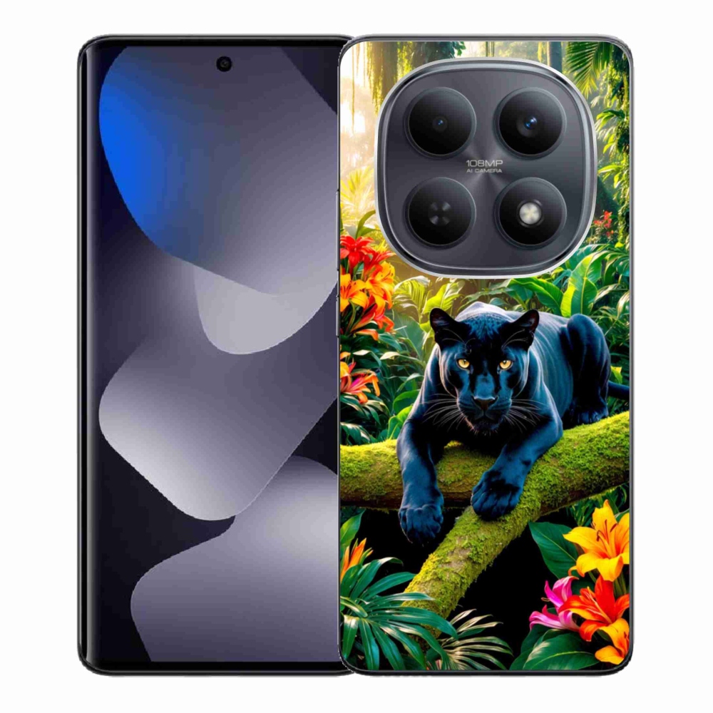 Gelový kryt mmCase na Xiaomi Redmi Note 15 4G - černý panter v džungli