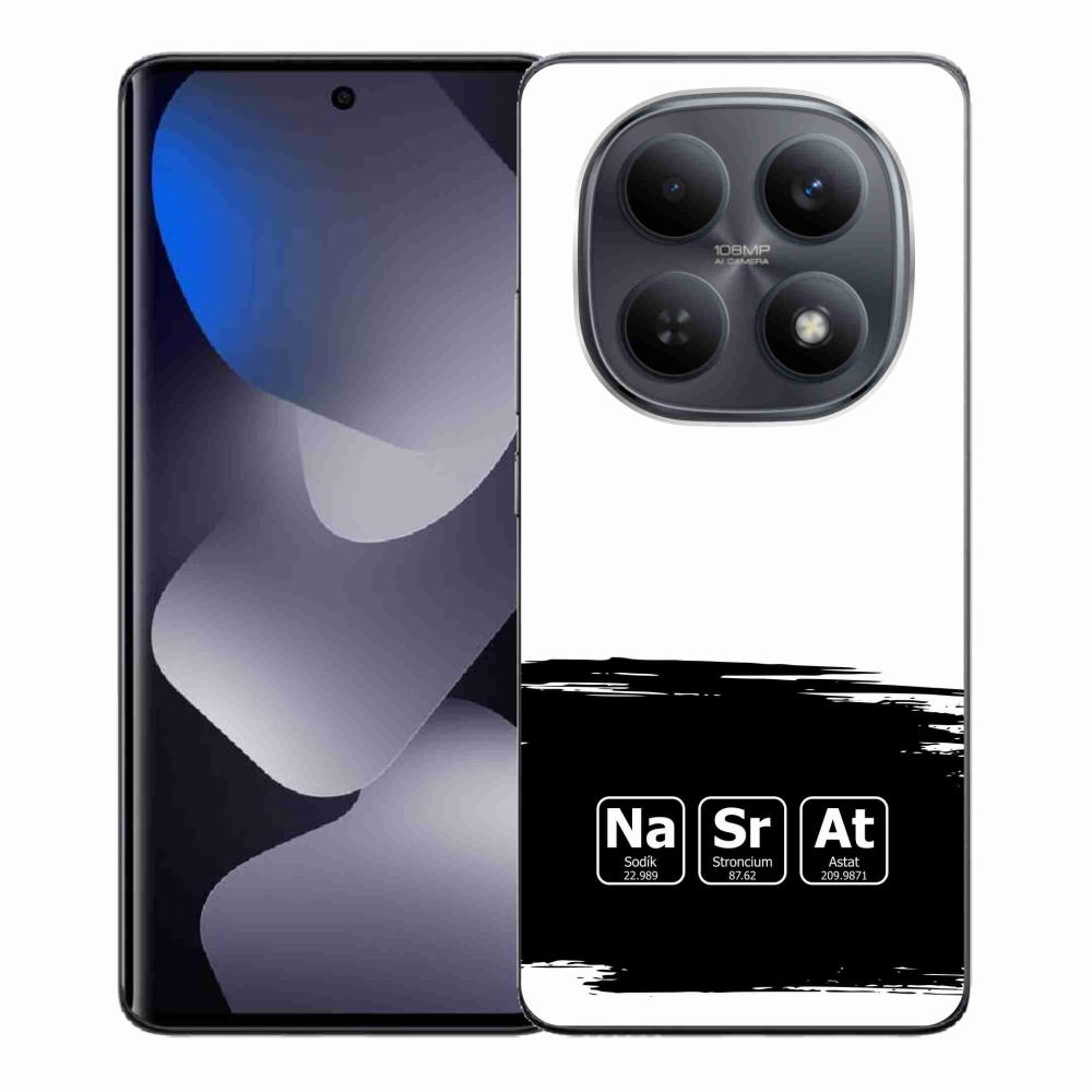 Gelový kryt mmCase na Xiaomi Redmi Note 15 4G - chemické prvky černobílé pozadí