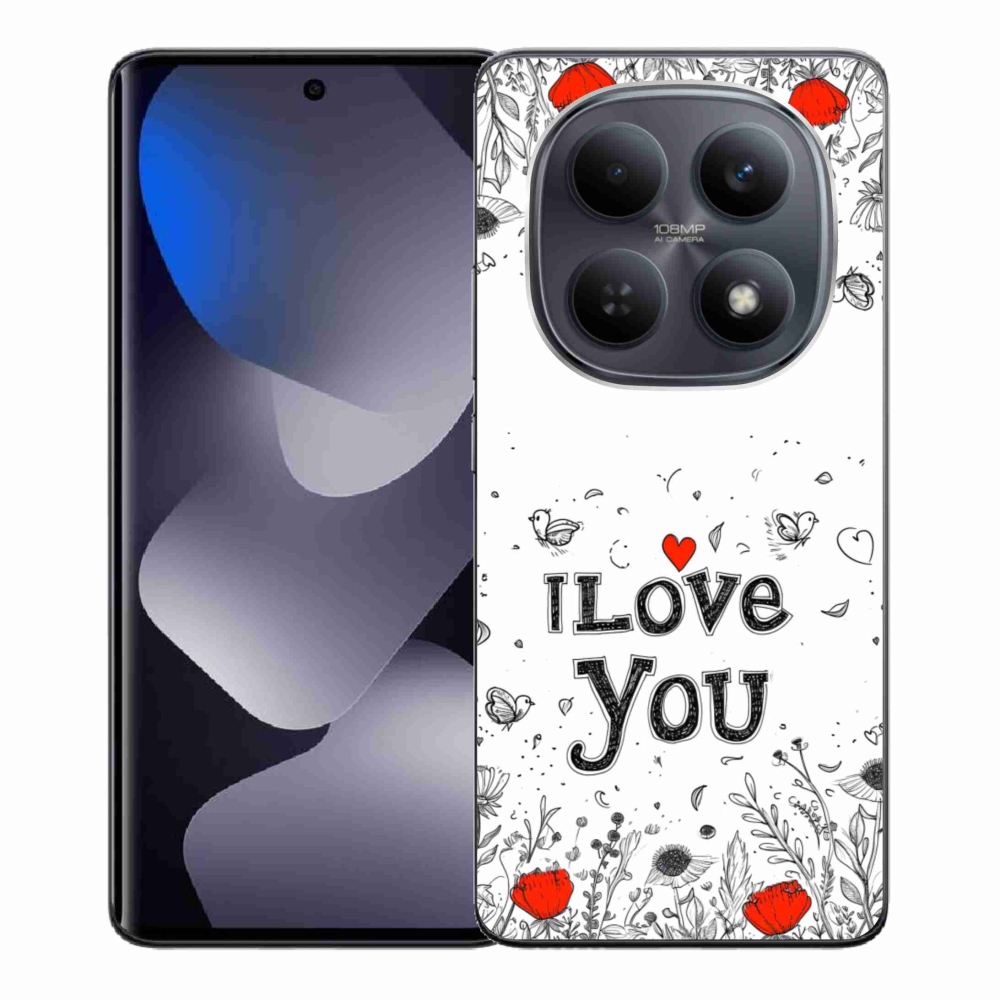 Gelový kryt mmCase na Xiaomi Redmi Note 15 4G - I love you bílé pozadí