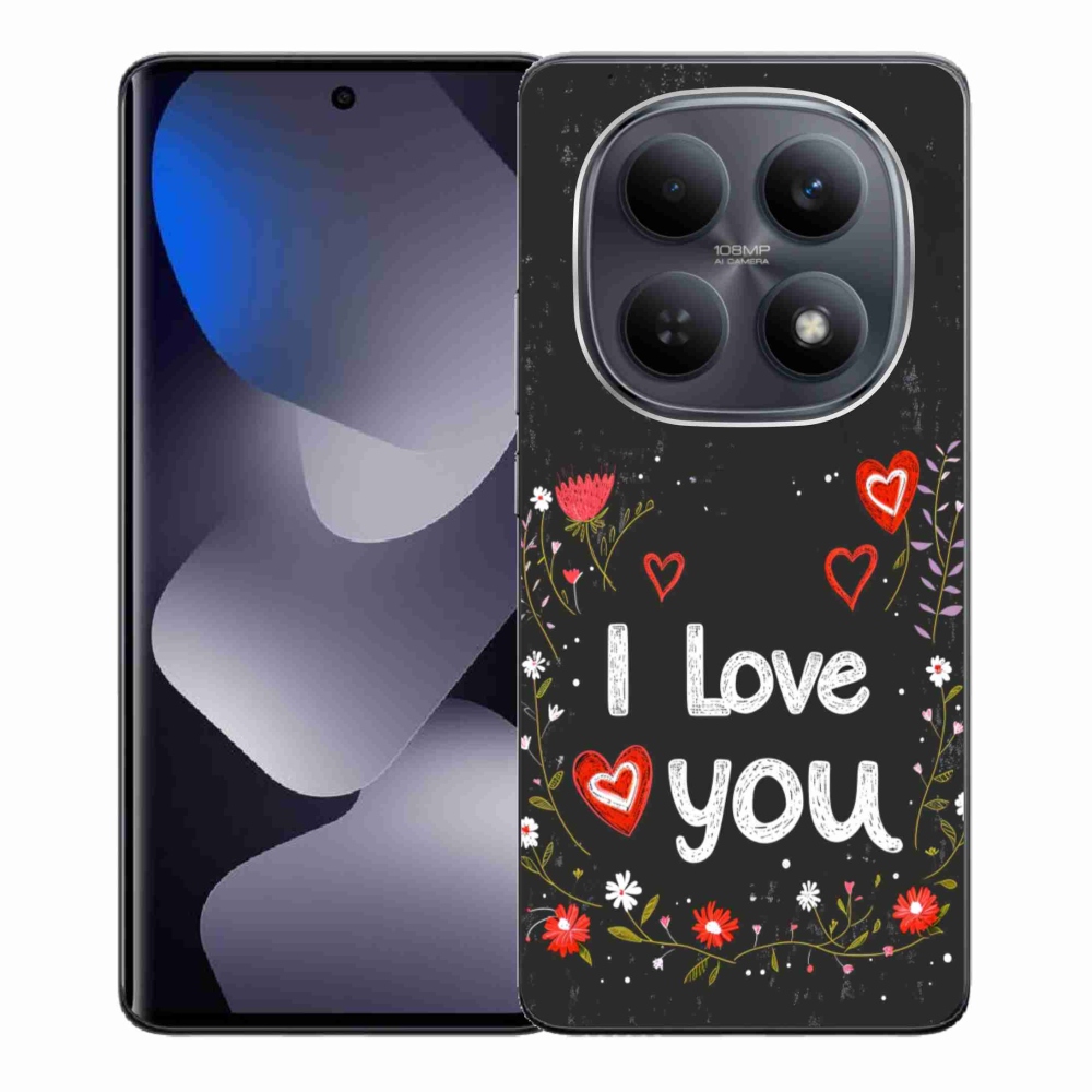 Gelový kryt mmCase na Xiaomi Redmi Note 15 4G - I love you černé pozadí