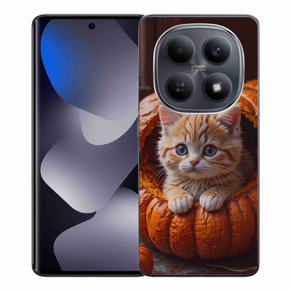 Gelový kryt mmCase na Xiaomi Redmi Note 15 4G - kotě a dýně 2