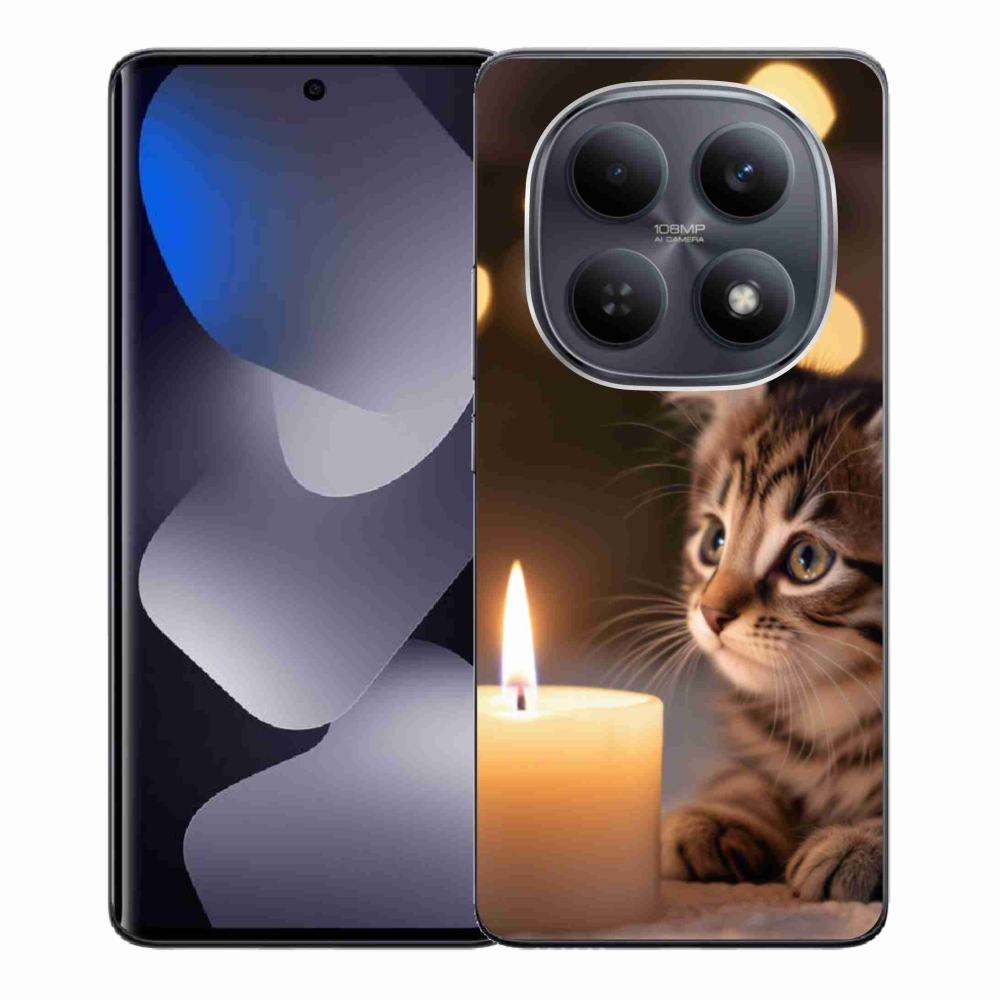 Gelový kryt mmCase na Xiaomi Redmi Note 15 4G - kotě a svíčka