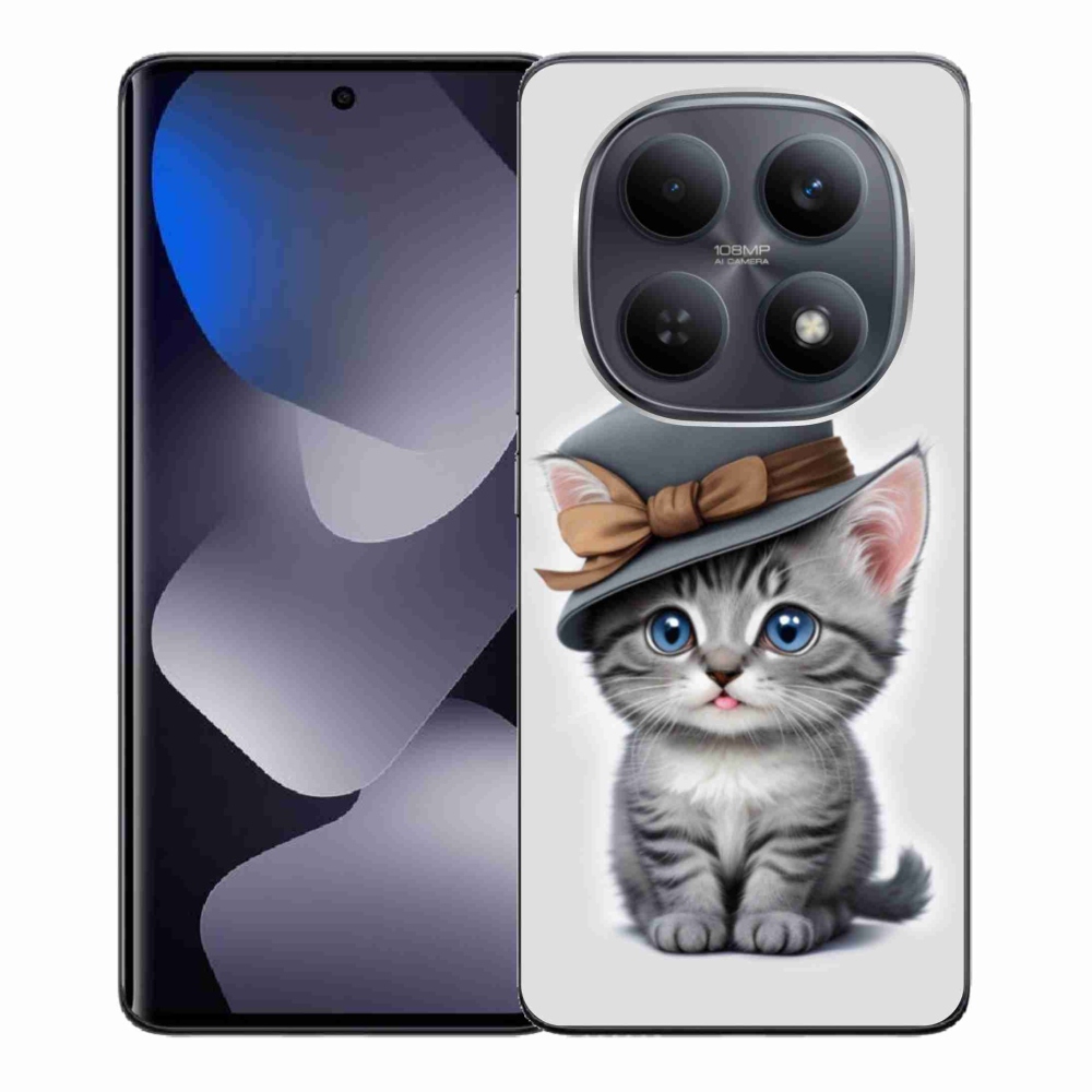 Gelový kryt mmCase na Xiaomi Redmi Note 15 4G - kotě s kloboukem