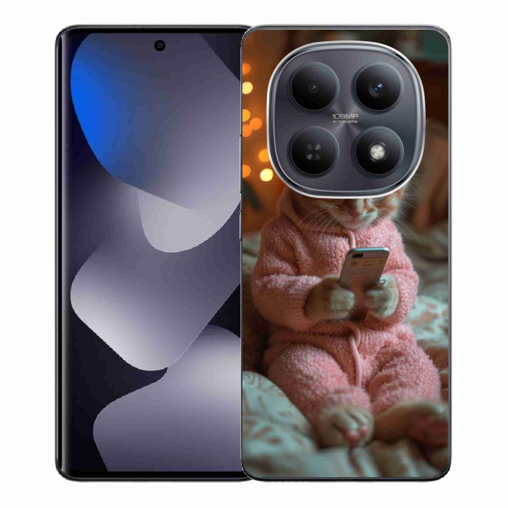 Gelový kryt mmCase na Xiaomi Redmi Note 15 4G - kotě s mobilem