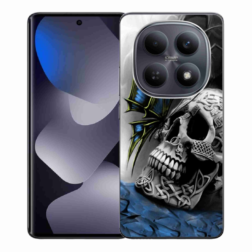 Gelový kryt mmCase na Xiaomi Redmi Note 15 4G - motýl a lebka